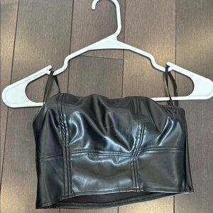 Shein Black Leather Strapless Top